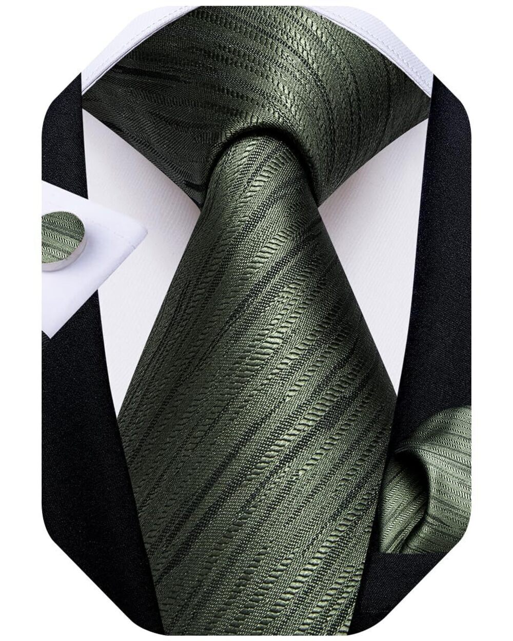 8102 Solid Color Tie and Pocket Square Set Woven Silk Plain Necktie &
